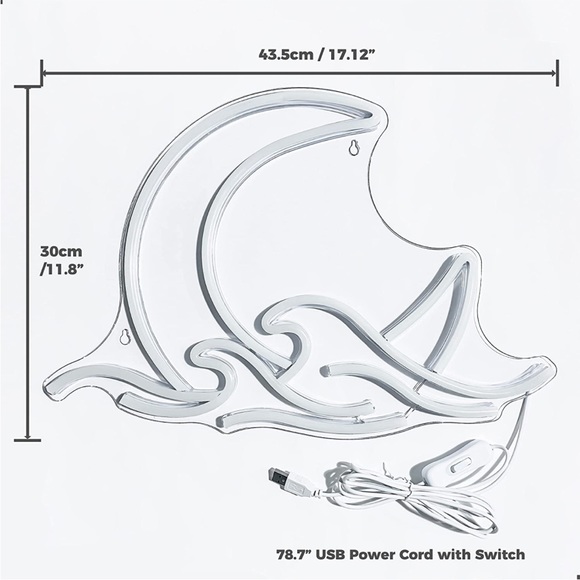 Neon Moon Ocean Wave Paradise Bedroom Outdoor Indoor Japanese Anime Wall Decor - Picture 5 of 6